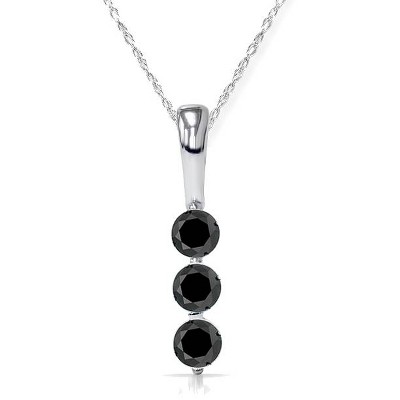 Pompeii3 1/4CT 3-Stone Diamond Petite Pendant 10k White Gold 1/2" Tall