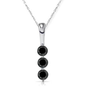Pompeii3 1/4CT 3-Stone Diamond Petite Pendant 10k White Gold 1/2" Tall - 1 of 2