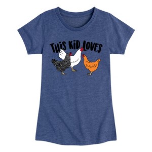 Girls' - Instant Message - This Kid Loves Chickens Fitted Short Sleeve Graphic T-Shirt - 1 of 4