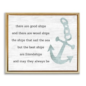 Stupell Industries Inspirational Friendship Quote Boat Ship Anchor Silhouette, 21" x 17" - 1 of 4