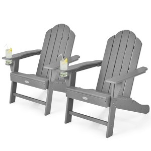 Tangkula 2PCS Adirondack Chair Outdoor with Cup Holde Weather Resistant Lounger Chair for Backyard Garden Patio and Deck Black/Grey/Turquoise/White - 1 of 4