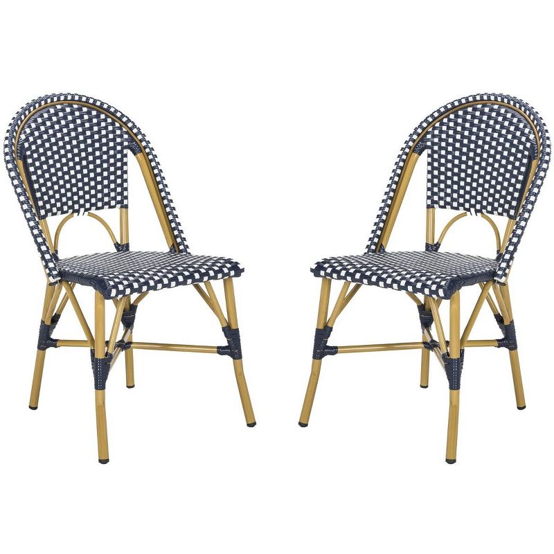 Salcha Indoor Outdoor French Bistro Side Chair (Set Of 2) - Navy/White - Safavieh., 2 of 10