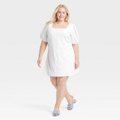 Women's Linen Short Sleeve Mini Sundress - A New Day™