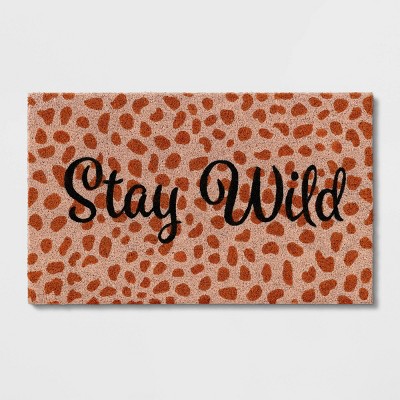 1'6"x2'6" 'Stay Wild' Leopard Doormat Pink - Opalhouse™