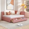 Full Size Upholstered Daybed with Storage Drawers and Backrest, Linen Sofa Bed for Bedroom or Guest Room-Baofuwish - 2 of 4