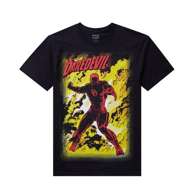 Seven Times Six Marvel Comics Daredevil Shirt Men's Superhero Flame Short Sleeve Graphic Tee Black