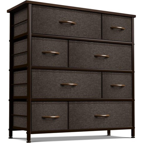 Costway 5 Drawer Fabric Dresser Hanger Metal Frame Wooden Top Storage  Closet Organizer