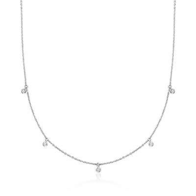 Pure Collection by Ross-Simons 0.10 ct. t.w. Diamond Drop Station Necklace in Sterling Silver