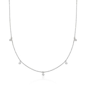 Pure Collection by Ross-Simons 0.10 ct. t.w. Diamond Drop Station Necklace in Sterling Silver - 1 of 4