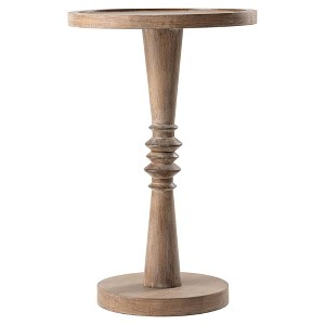 COZAYH Pedestal Tray Top End Table for Holding Drinks, Lamps or Plants, Farmhouse & Rustic Style for Living Room or Bedroom, Brown - 1 of 4