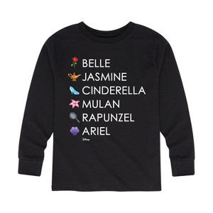 Boys' - Disney - Princess List Icons Long Sleeve Graphic T-Shirt - 1 of 4