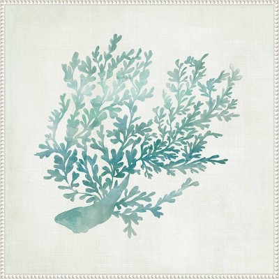 Azure Coral II Teal and White Canvas Wall Art with Floater Frame