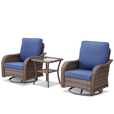 Buenhomino Patio Wicker Chairs Swivel Rocker Outdoor Rocking Chairs Set