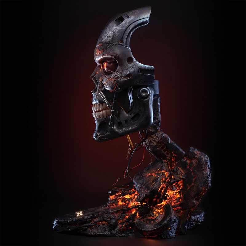 PureArts Terminator 2 Battle Damaged T-800 Life-Size 1:1 Scale Art Mask Bust, 4 of 9