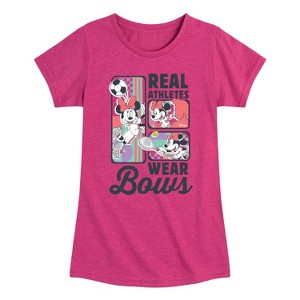 Girls' - Disney - Real Athletes Wear Bows Fitted Short Sleeve Graphic T-Shirt - 1 of 4