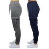 Blue Ice Apparel Women's Heavyweight Loose Fit Fleece-Lined Cargo Jogger Pants-2 Pack - 3 of 4