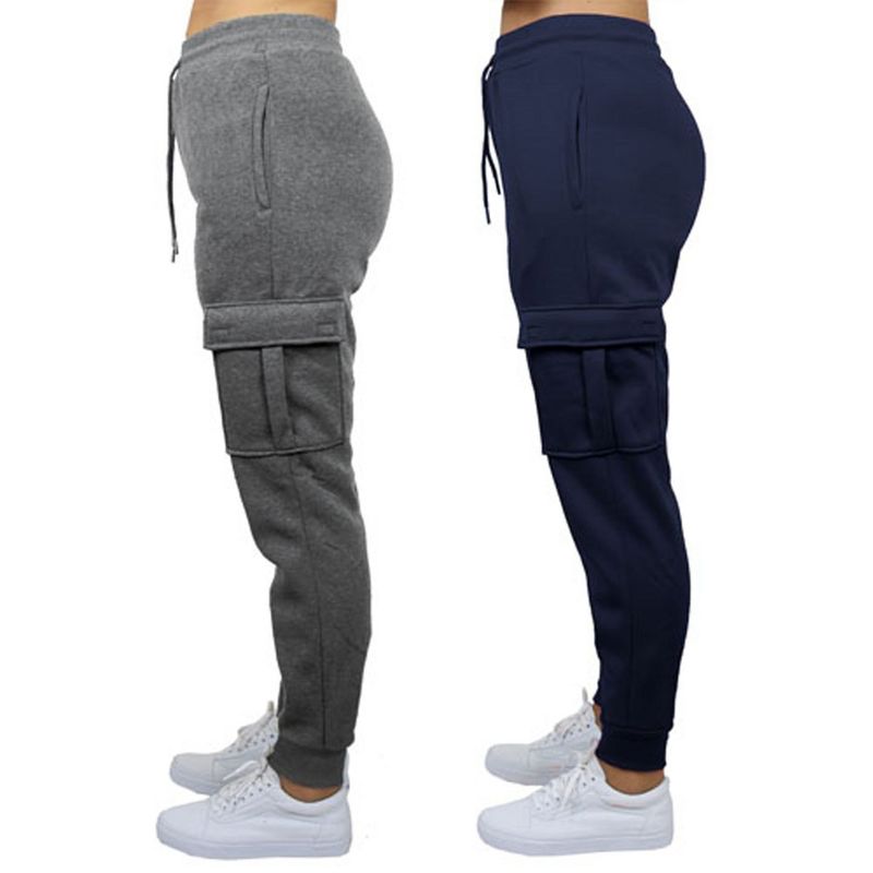 Blue Ice Apparel Women's Heavyweight Loose Fit Fleece-Lined Cargo Jogger Pants-2 Pack, 3 of 5