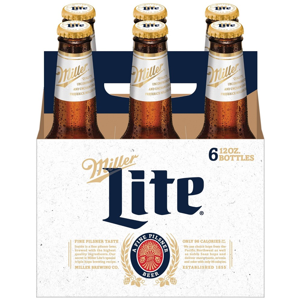 UPC 034100575052 - Miller Lite Beer Bottles 12 oz, 6 pk | upcitemdb.com