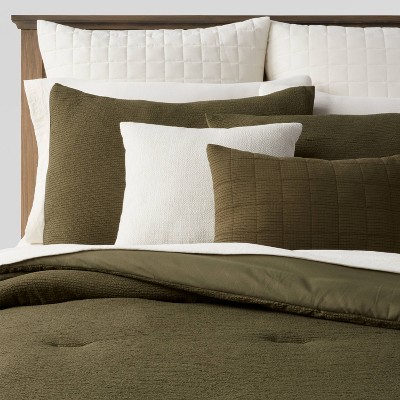 12pc King Fuller Micro Texture Comforter & Sheet Bedding Set Dark Green - Threshold™