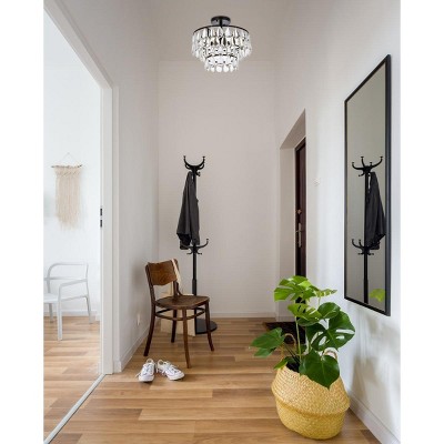 Mila 14'' Black Iron and Crystal Flush Mount Light