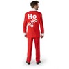 Suitmeister Men's Christmas Suit - Ho Ho Ho Outfit Slim Fit - Red - White  - Size Large - 2 of 4