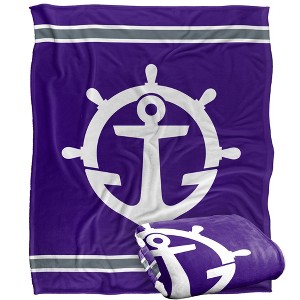 University Of Portland Primary Logo Stripes Silky 50x60 Blanket, 1 Sided - 1 of 4