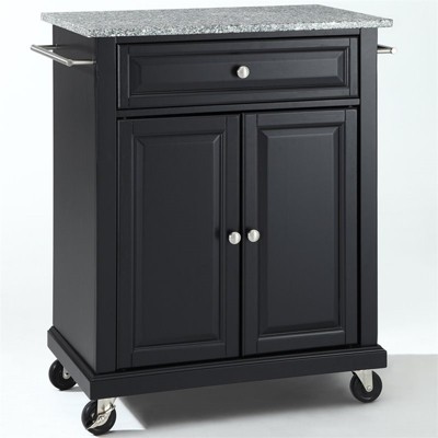 Wood Solid Granite Top Kitchen Cart in Black - Pemberly Row