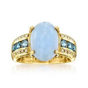 Ross-Simons Blue Opal Ring With 0.90 ct. t.w. London Blue and White Topaz in 18kt Gold Over Sterling - 1 of 4
