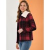 Allegra K Women's Detachable Collar Plaid Check Button Up Pea Coat - 4 of 4