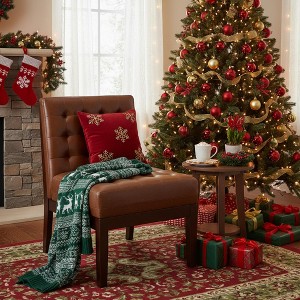 Homy Casa Tufted Armless Accent Chair with Wooden Legs, PU Leather Upholstery for Living Room & Bedroom, Brown - 1 of 4