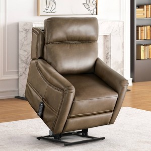 HOMES: Inside + Out Starbright Leatherette Powered Lift Chair Recliner with Zone Heating and Patented Footrest Extension Brown - 1 of 3