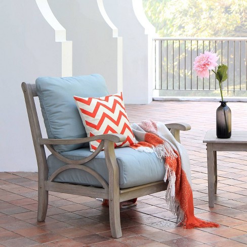 Teak Chester Patio Lounge Chair With Cushion Blue Spruce Cambridge Casual Target