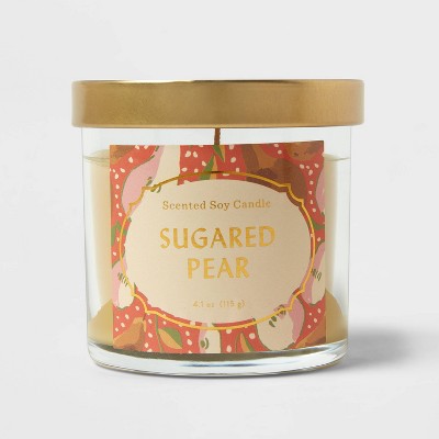 Lidded Glass Jar Sugared Pear Candle Yellow - Opalhouse™