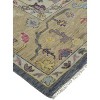 Gold Blue and Purple Wool Oriental Hand Knotted Area Rug With Fringe - 4 of 4