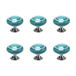 Unique Bargains Ceramic Vintage Knobs Drawer Pull Handle Cupboard Dresser 6pcs - 1 of 4
