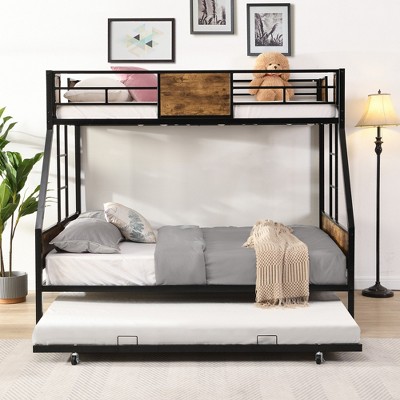 VYNXARIA Twin Over Full Metal Bunk Bed with Trundle