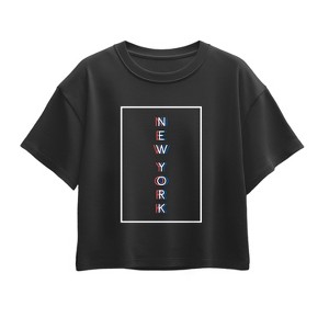 Girls' - Instant Message - Rwb New York Short Sleeve Boxy Graphic T-Shirt - 1 of 3