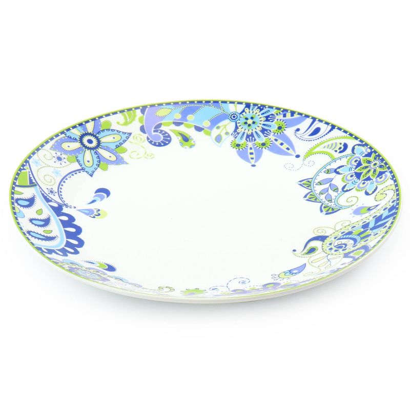 16pc Crush Round Porcelain Dinnerware Set Blue - Elama, 3 of 9