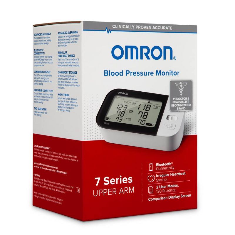 Omron 7 Series Upper Arm Blood Pressure Monitor with Cuff - Fits Standard and Large Arms, 3 of 7