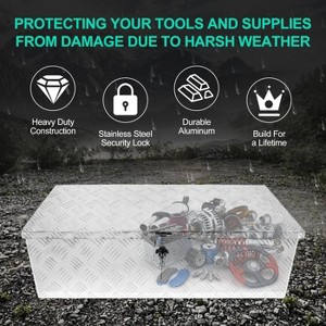 Aluminum Truck Bed Tool Box, Stripes Plated Tool Box with Side Handle, Lock and Keys, Waterproof Pickup Storage Box for Pickup Truck Bed RV Trailer - 1 of 4