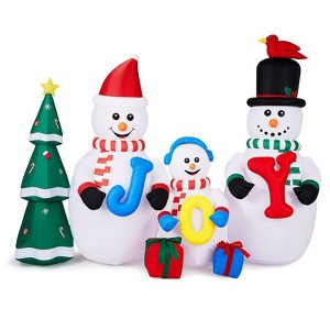 Karl Home 8FT Lighted Snowman Family with JOY and Xmas Tree Christmas Inflatable Decoration - 1 of 1