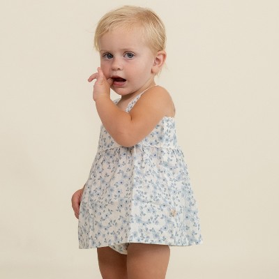 Organic Scalloped Top & Bloomers Set - Blue Vines
