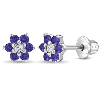 Baby Girls' Tiny Springtime Flower Screw Back Sterling Silver Earrings - in Season Jewelry