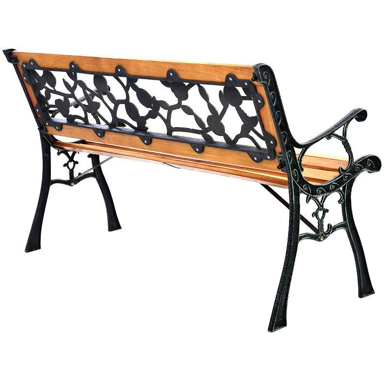 Tangkula Garden Iron Bench Porch Path Hardwood Chair for Patio Park Outdoor Deck, 3 of 11