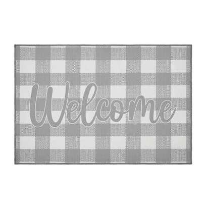 Annie Buffalo Check Grey Welcome Polyester Rug Rect 24x36 VHC