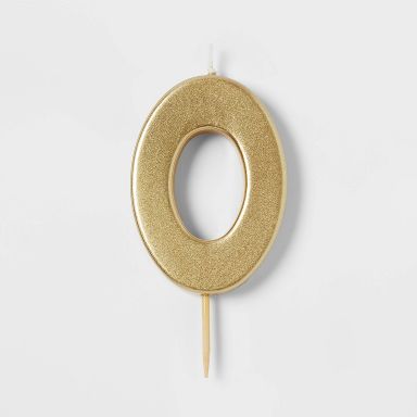 Number 0 Gold Birthday Candle - Spritz™