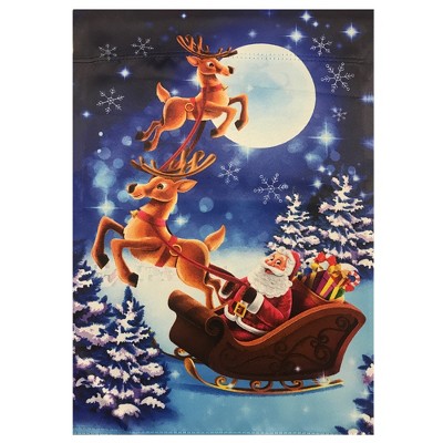 Northlight Santa and Reindeer Sleigh Ride Outdoor Garden Flag 12.5" x 18"