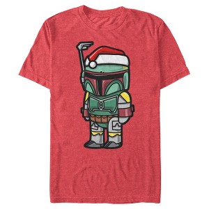 Men's Star Wars Boba Fett Santa Hat Cartoon T-Shirt - 1 of 4