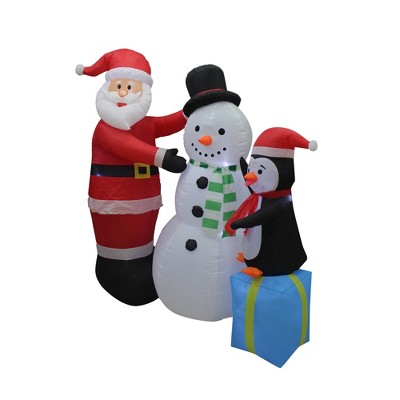 8-Foot Inflatable Santa Snowman and Penguin Holiday Decoration