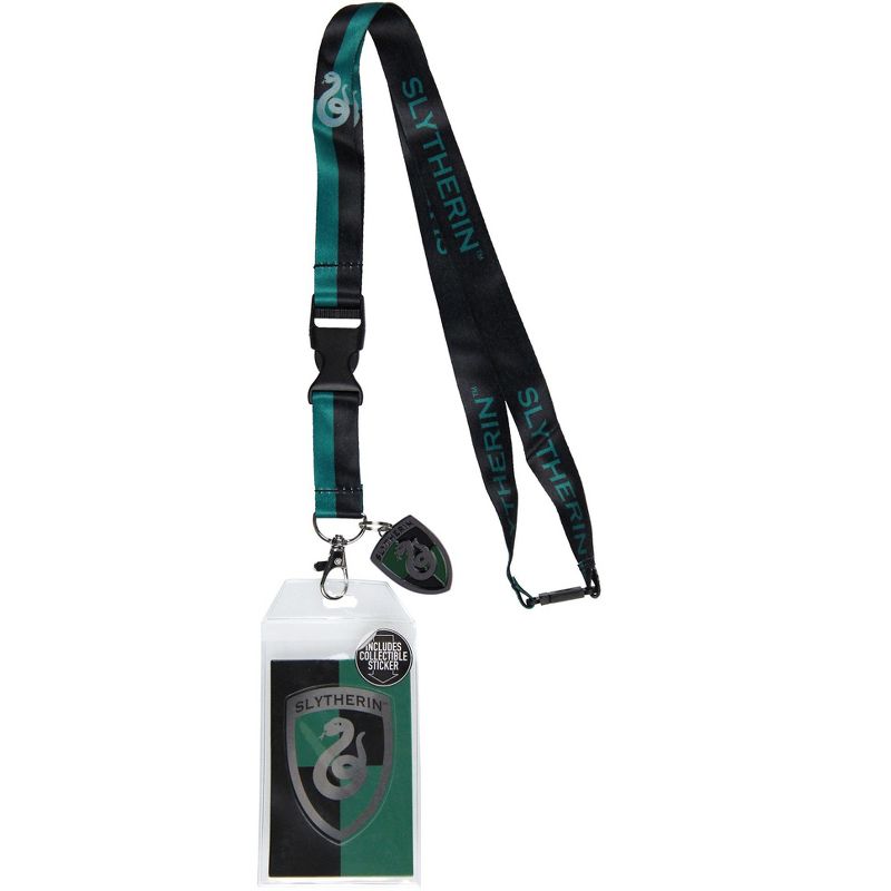 Harry Potter Slytherin House Keychain Lanyard ID Holder Metal Charm With Sticker Multicoloured, 1 of 6